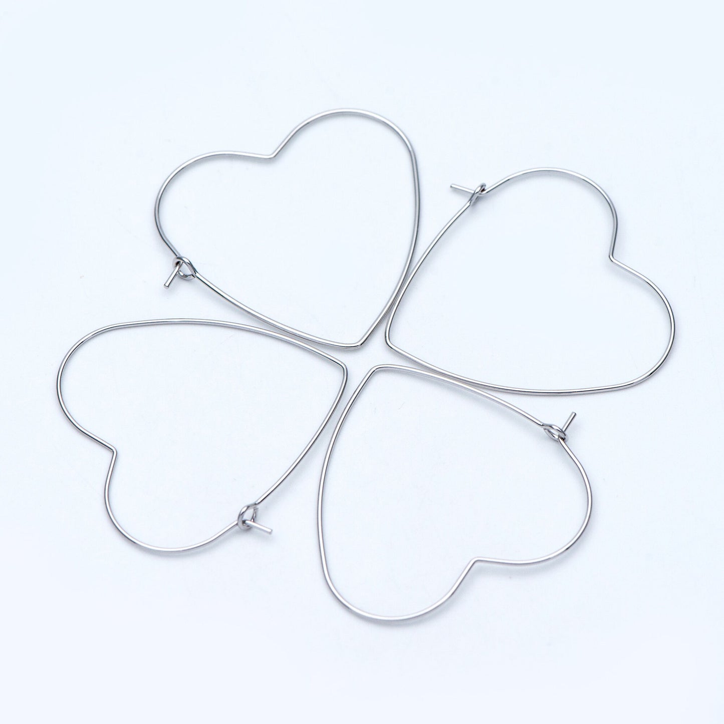 10pcs Gold/ Silver Tone Heart Earring Hoops, Geometric Earring Components (GB-698)