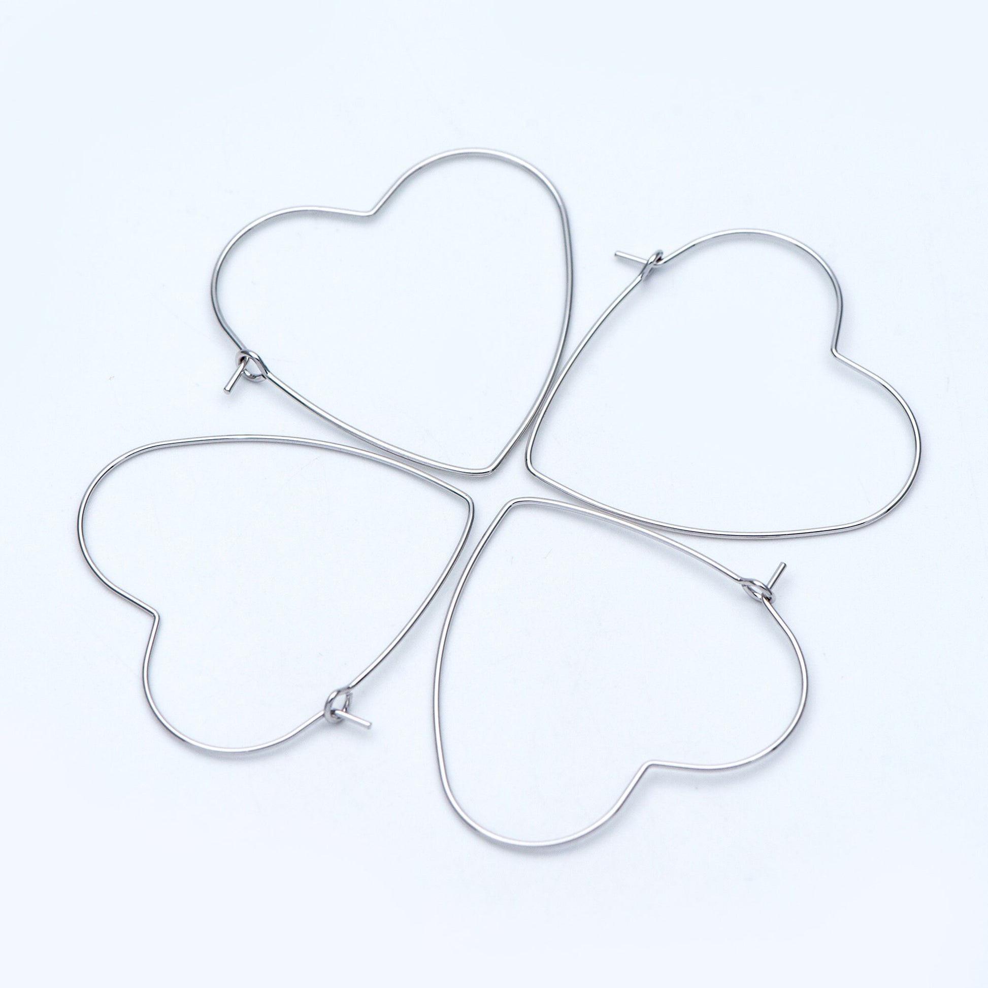 10pcs Gold/ Silver Tone Heart Earring Hoops, Geometric Earring Components (GB-698)