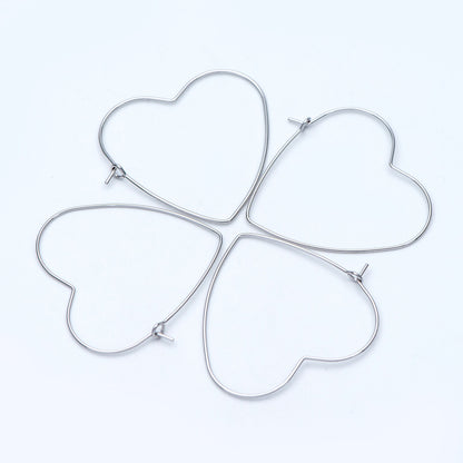 10pcs Gold/ Silver Tone Heart Earring Hoops, Geometric Earring Components (GB-698)