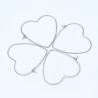 10pcs Gold/ Silver Tone Heart Earring Hoops, Geometric Earring Components (GB-698)
