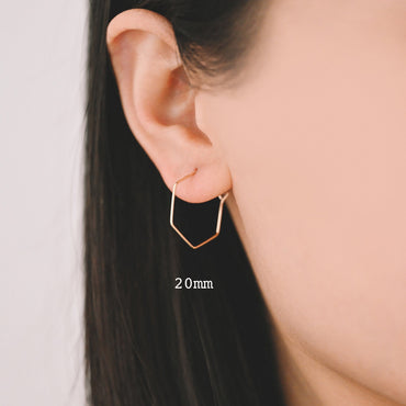 10pcs Gold/ Silver Tone Hexagon Earring Hoops, Geometric Ear Wire Charm Pendants, Threader Earring Components (GB-699)