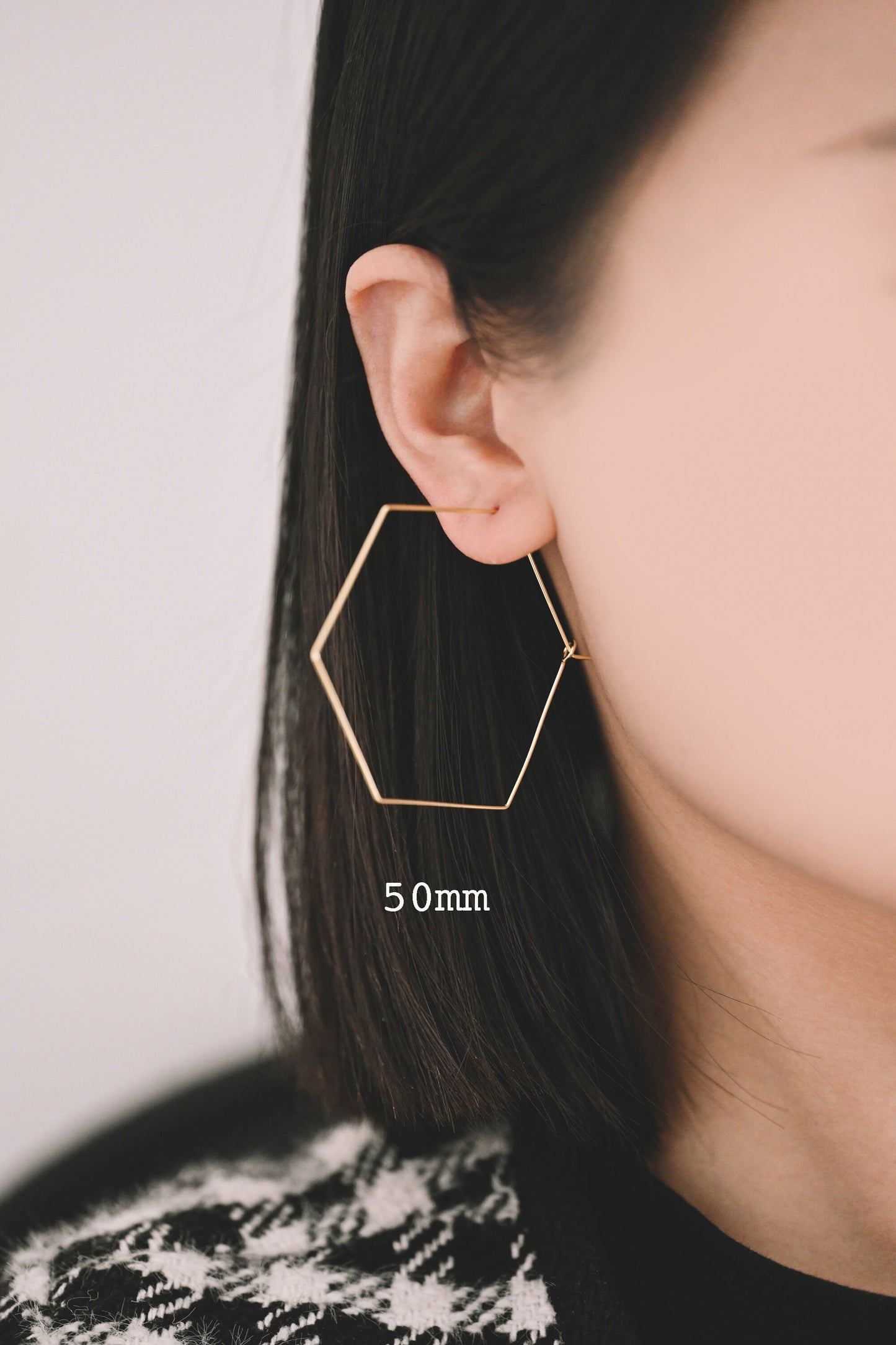 10pcs Gold/ Silver Tone Hexagon Earring Hoops, Geometric Ear Wire Charm Pendants, Threader Earring Components (GB-699)
