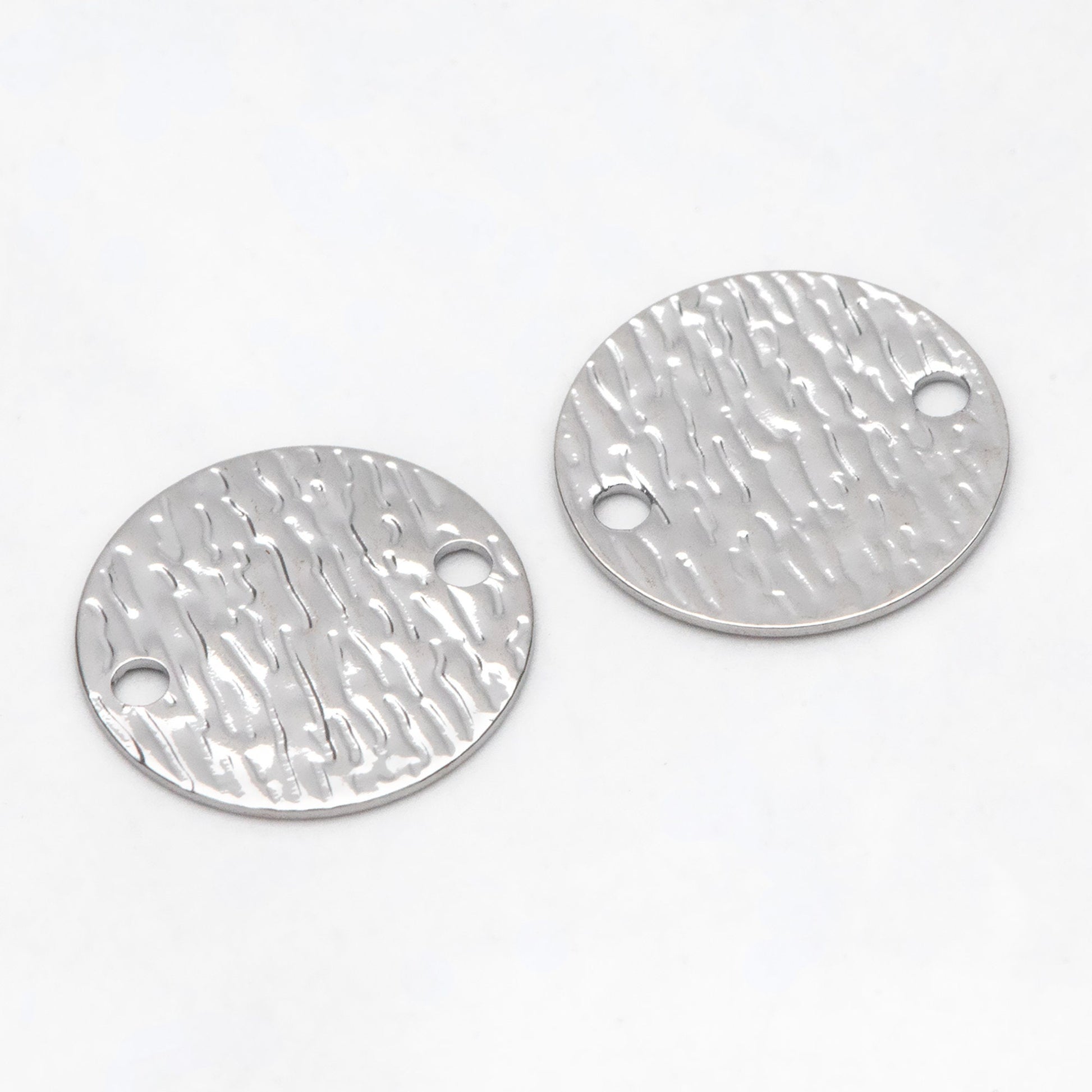 10pcs Gold/ Silver Tone Round Textured Disc Connectors 16mm, Gold/ Rhodium plated Brass Coin Disk Charms (GB-654-A)