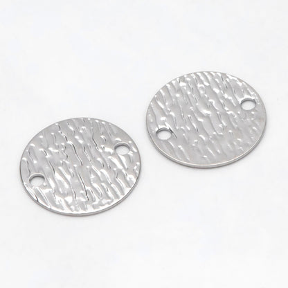 10pcs Gold/ Silver Tone Round Textured Disc Connectors 16mm, Gold/ Rhodium plated Brass Coin Disk Charms (GB-654-A)