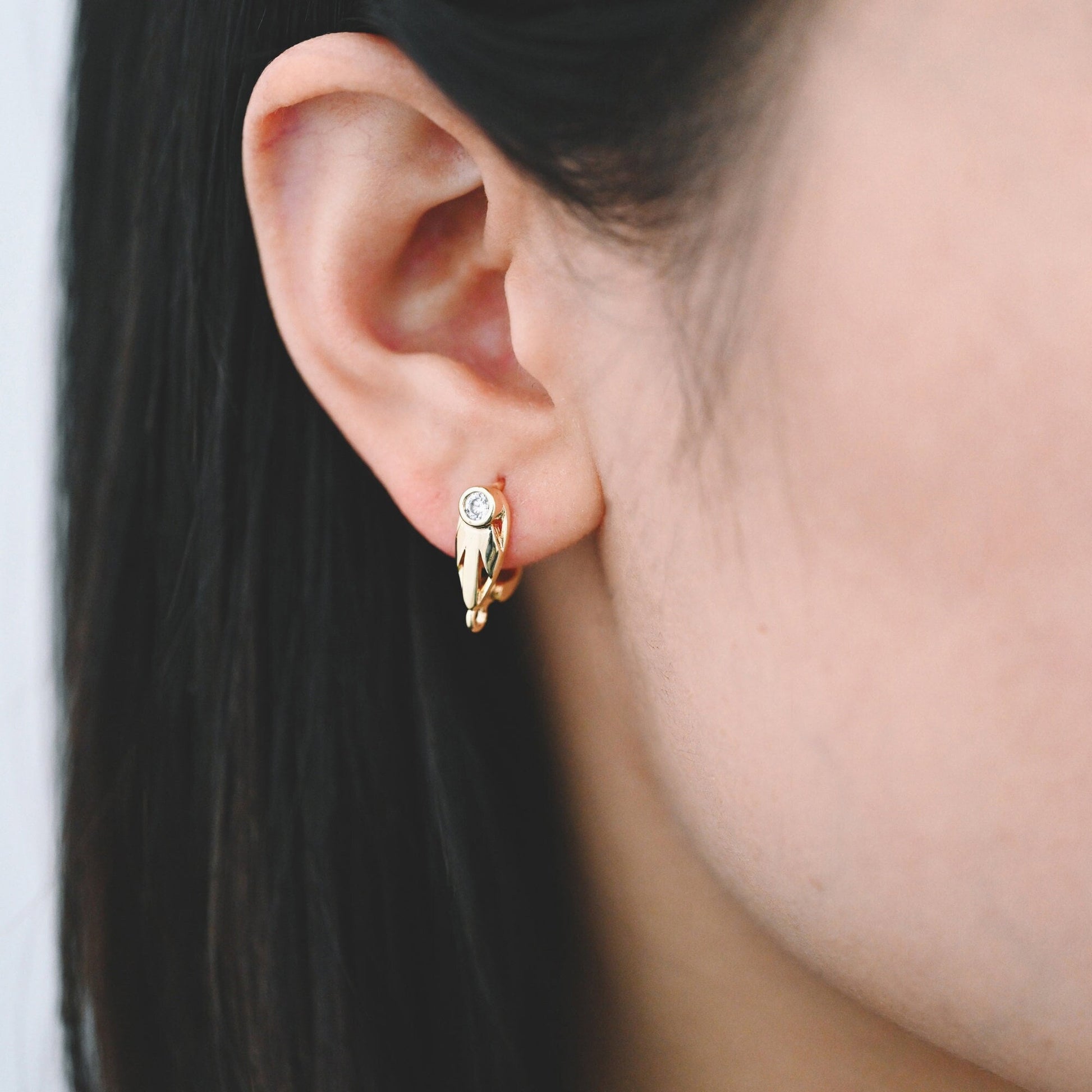 4pcs CZ Pave Gold Click-in Style Leverback Earring, Earring Findings (GB-3904-C)