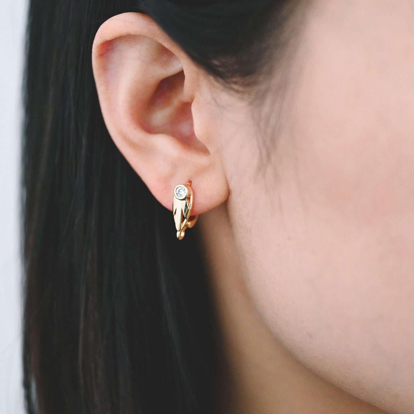 4pcs CZ Pave Gold Click-in Style Leverback Earring, Earring Findings (GB-3904-C)