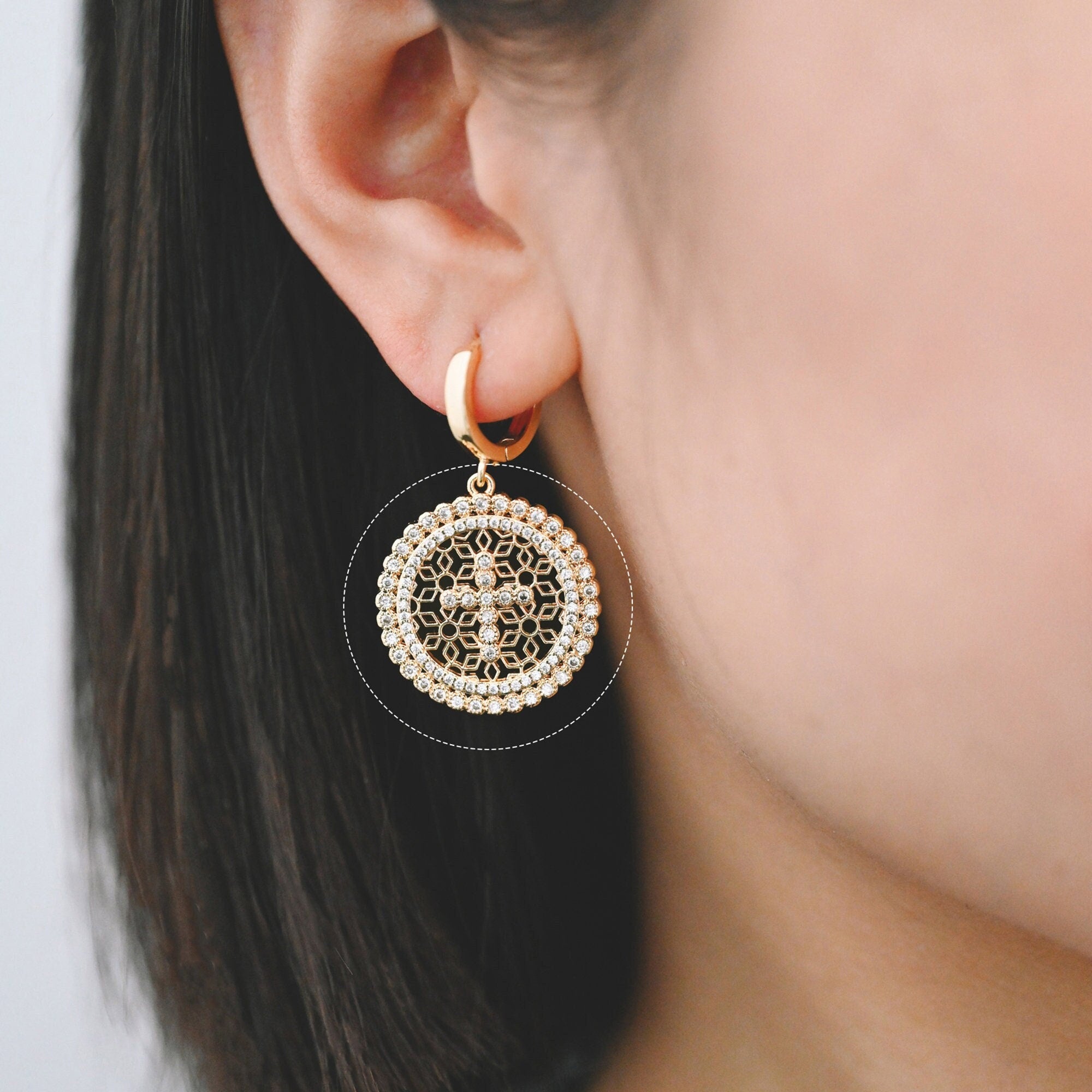 4pcs CZ pave Cross Charms 22x25mm, 18K Gold plated Brass, Filigree Hollow Cross Pendants (GB-2288-C)