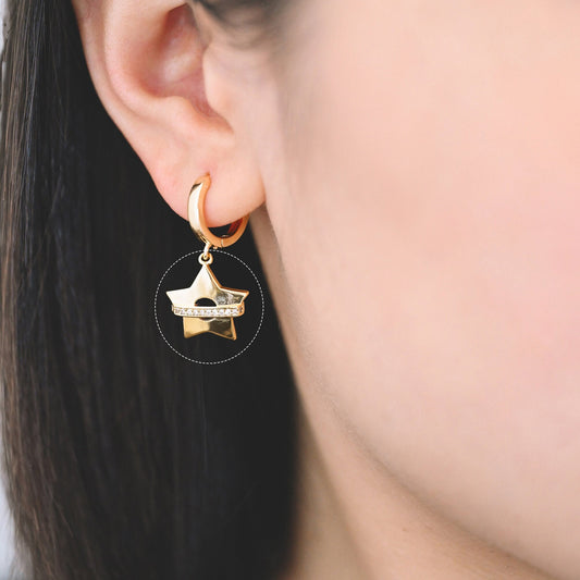 4pcs CZ pave Star Charms, Gold Star Pendants for Necklace/ Earrings, Jewelry Making Supplies, DIY Material Wholesale (GB-2900-J)