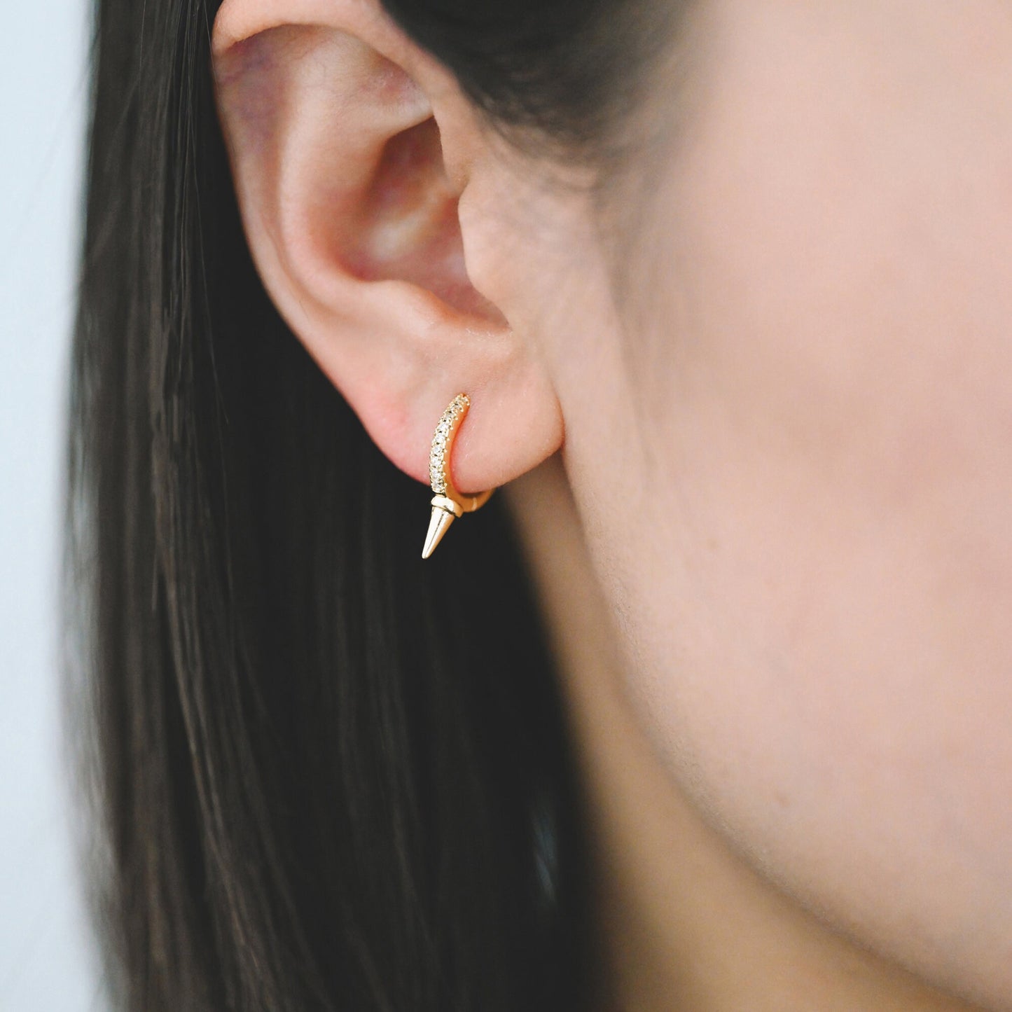 4pcs Gold Spiky Earrings, Spike Hoop Earrings 13x18mm, Dainty Huggie Earrings (GB-2355)