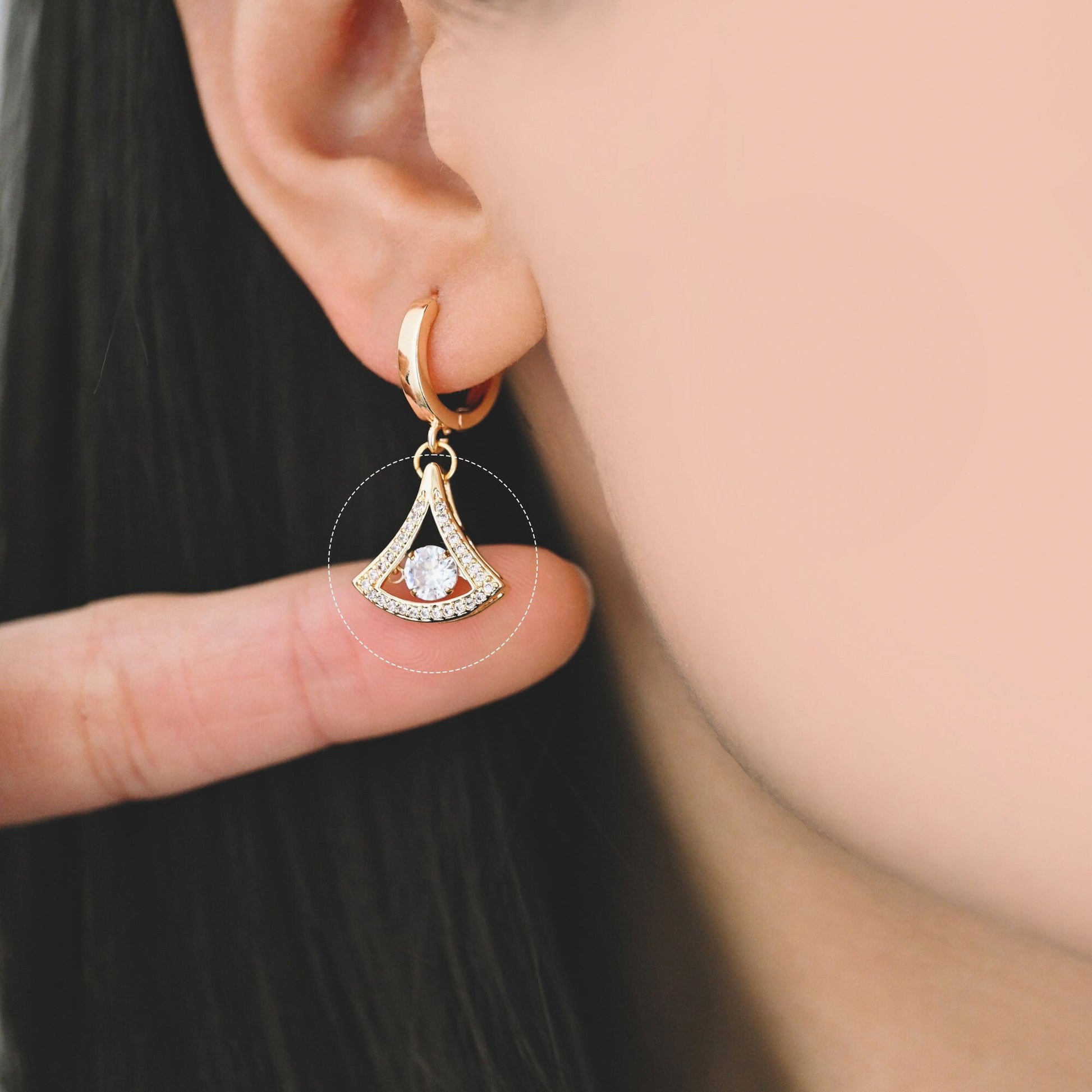 4pcs CZ Pave Gold Fan Shaped Charm 15x14mm, 18K Gold plated Gingko Leaf charm (GB-3118-I)