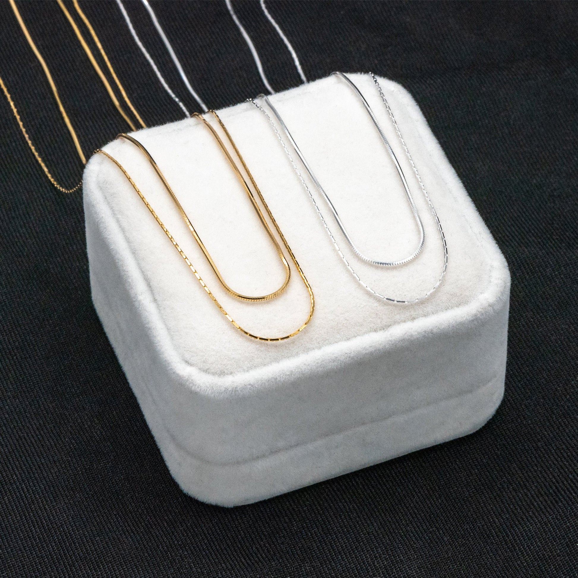 Sterling Silver Double Layer Necklace, Dainty Snake Chain Necklace, Gold/ Silver, Ready to Wear (CY-040)