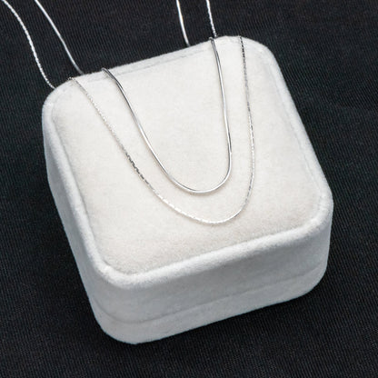 Sterling Silver Double Layer Necklace, Dainty Snake Chain Necklace, Gold/ Silver, Ready to Wear (CY-040)