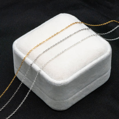 Adjustable Sterling Silver Necklace, 1.4mm Dainty Cable Chain, Gold/ Rhodium plated .925 Silver, Ready to Wear (CY-041)