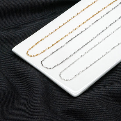 Adjustable Sterling Silver Necklace, 1.4mm Dainty Cable Chain, Gold/ Rhodium plated .925 Silver, Ready to Wear (CY-041)