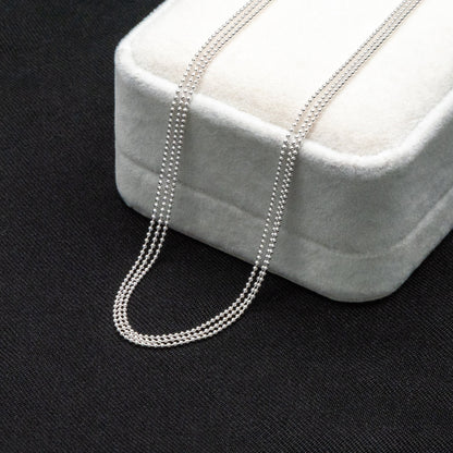 Sterling Silver Triple Strand Chain Necklace, Dainty Silver Beaded Chain 1mm, Ready to Wear, 16-18 inch Adjustable (CY-042)