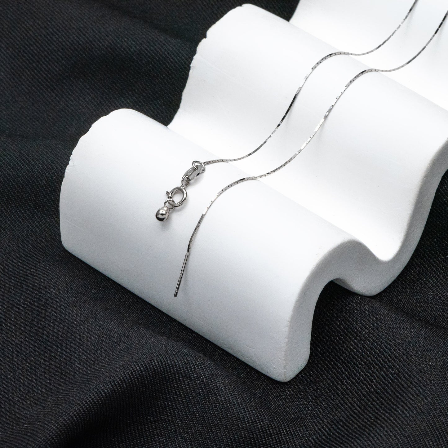 Adjustable Sterling Silver Necklace, 0.5mm Dainty Snake Chain, Gold/ Rhodium plated Finished Chain, 17 Inch Ready to Wear (CY-043)