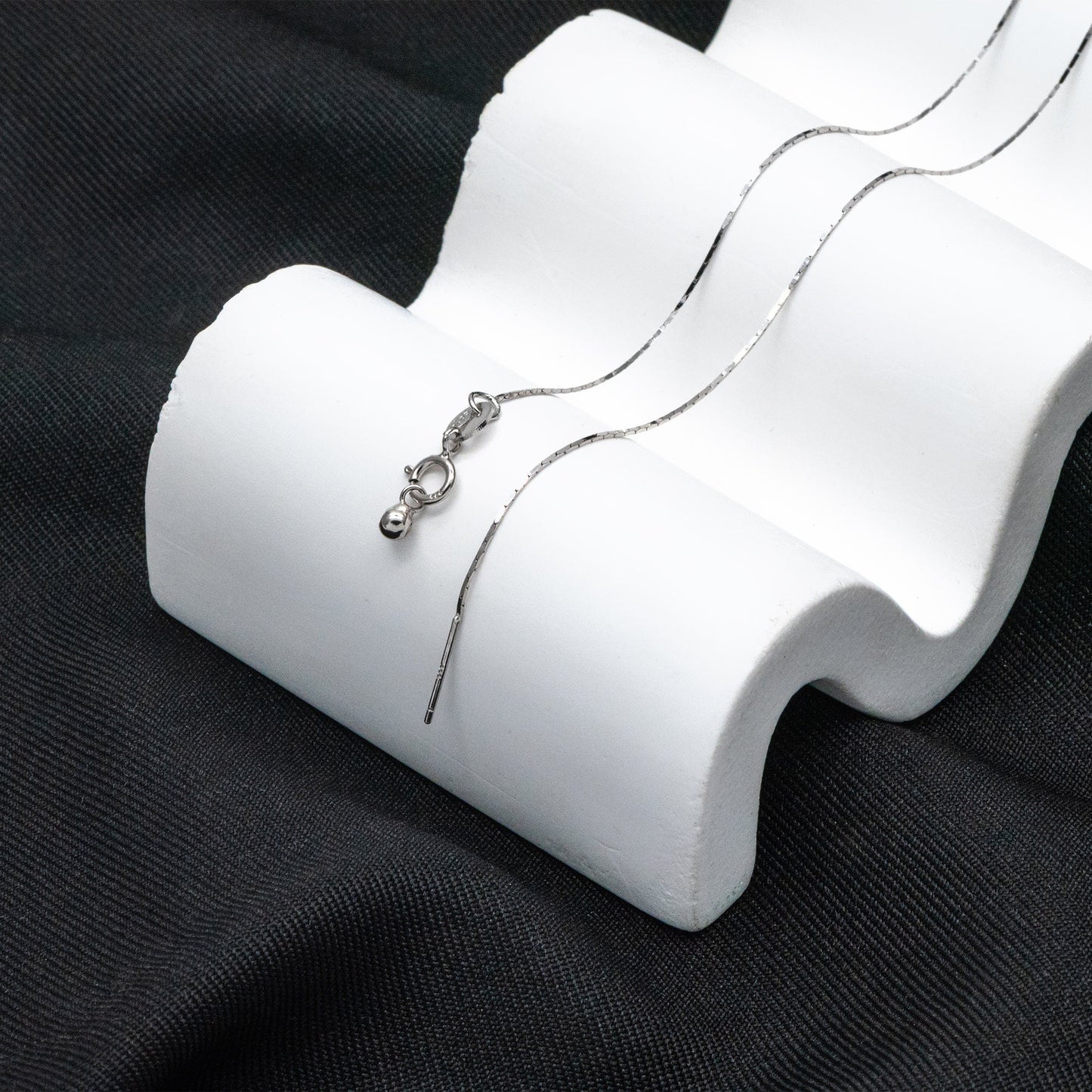 Adjustable Sterling Silver Necklace, 0.5mm Dainty Snake Chain, Gold/ Rhodium plated Finished Chain, 17 Inch Ready to Wear (CY-043)