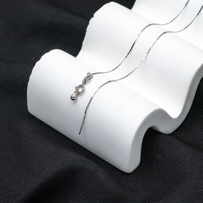 Adjustable Sterling Silver Necklace, 0.5mm Dainty Snake Chain, Gold/ Rhodium plated Finished Chain, 17 Inch Ready to Wear (CY-043)