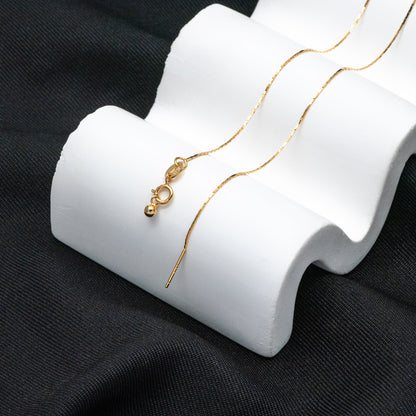 Adjustable Sterling Silver Necklace, 0.5mm Dainty Snake Chain, Gold/ Rhodium plated Finished Chain, 17 Inch Ready to Wear (CY-043)