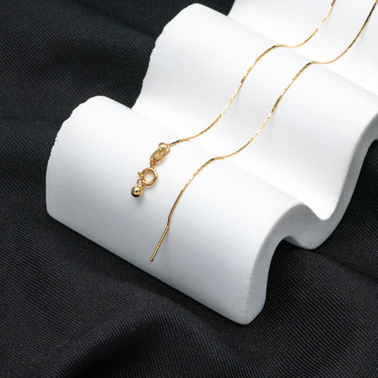 Adjustable Sterling Silver Necklace, 0.5mm Dainty Snake Chain, Gold/ Rhodium plated Finished Chain, 17 Inch Ready to Wear (CY-043)