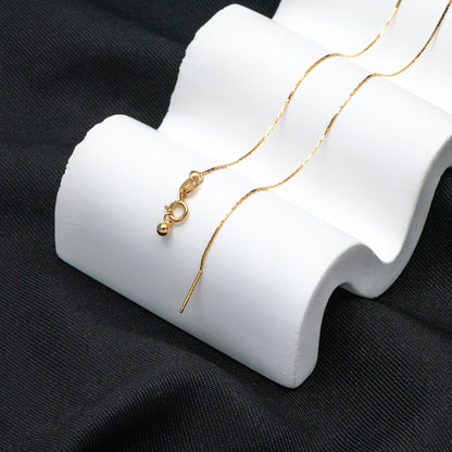 Adjustable Sterling Silver Necklace, 0.5mm Dainty Snake Chain, Gold/ Rhodium plated Finished Chain, 17 Inch Ready to Wear (CY-043)