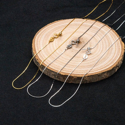 Adjustable Sterling Silver Necklace, 0.5mm Dainty Snake Chain, Gold/ Rhodium plated Finished Chain, 17 Inch Ready to Wear (CY-043)