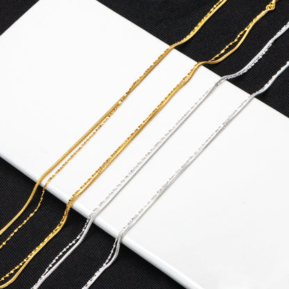Sterling Silver Double Layer Necklace, Dainty Snake Chain, Layering Necklaces, Ready to Wear (CY-044)