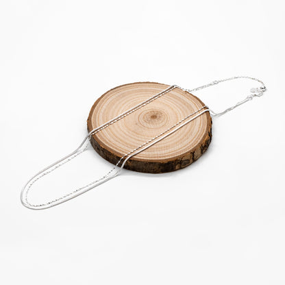 Sterling Silver Double Layer Necklace, Dainty Snake Chain, Layering Necklaces, Ready to Wear (CY-044)