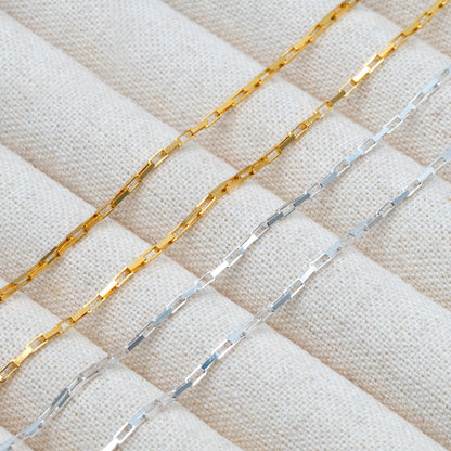 Adjustable Sterling Silver Necklace, 1.2mm Dainty Box Chain, Minimalist Necklace, 16-18 Inch Ready to Wear (CY-045)