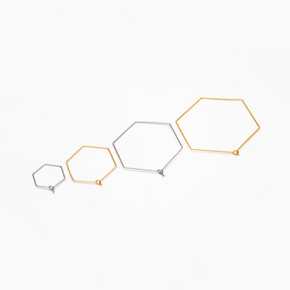 10pcs Gold/ Silver Tone Hexagon Earring Hoops, Geometric Ear Wire Charm Pendants, Threader Earring Components (GB-699)