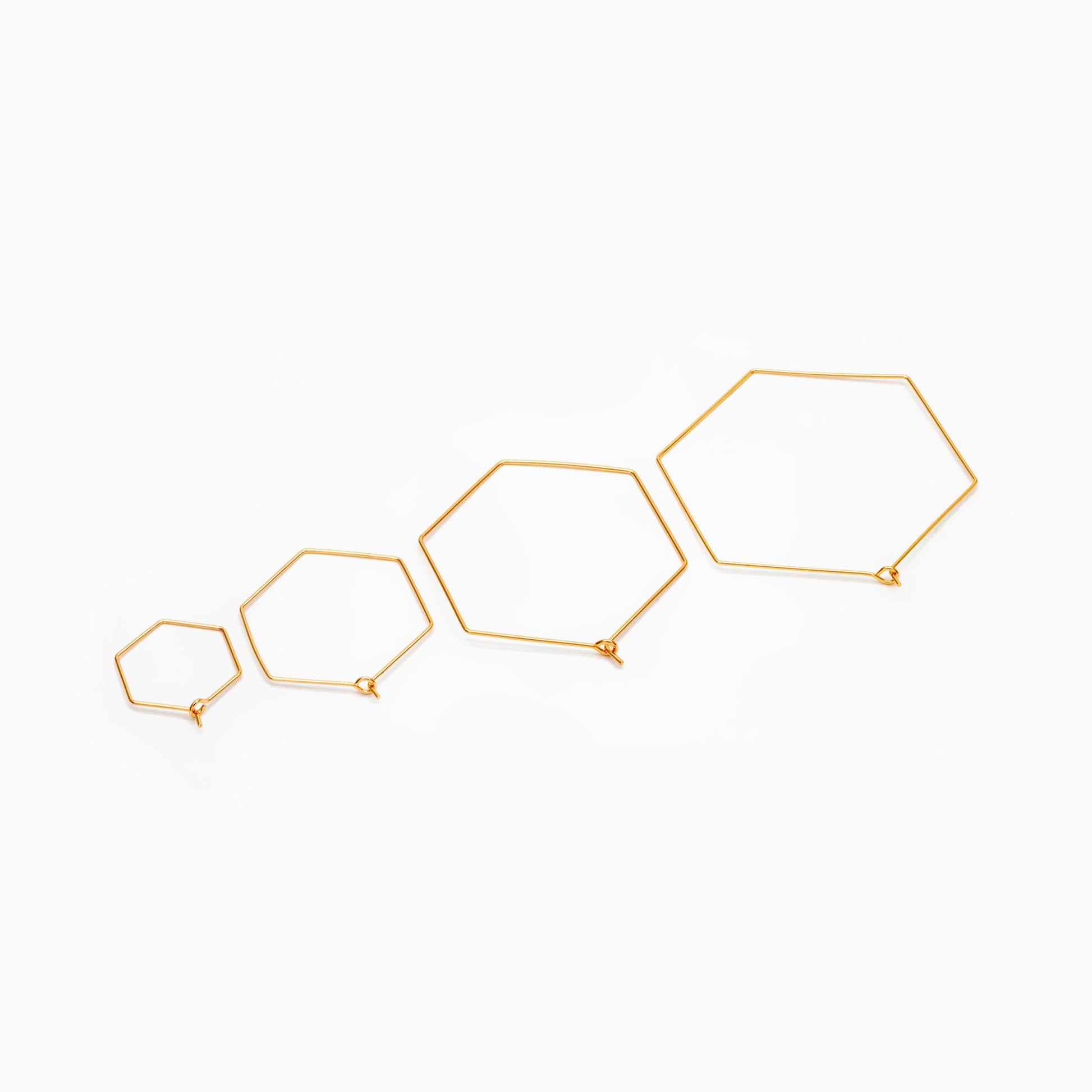 10pcs Gold/ Silver Tone Hexagon Earring Hoops, Geometric Ear Wire Charm Pendants, Threader Earring Components (GB-699)