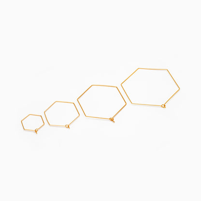 10pcs Gold/ Silver Tone Hexagon Earring Hoops, Geometric Ear Wire Charm Pendants, Threader Earring Components (GB-699)