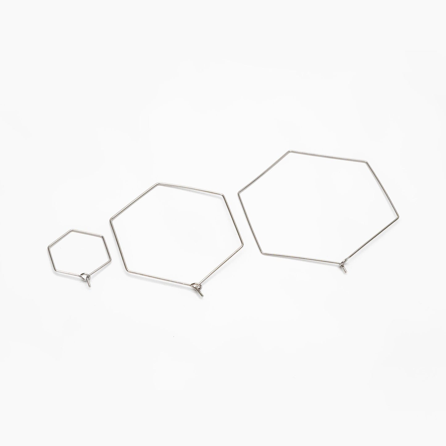 10pcs Gold/ Silver Tone Hexagon Earring Hoops, Geometric Ear Wire Charm Pendants, Threader Earring Components (GB-699)