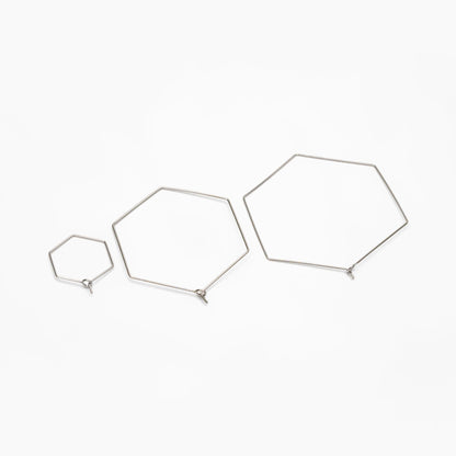 10pcs Gold/ Silver Tone Hexagon Earring Hoops, Geometric Ear Wire Charm Pendants, Threader Earring Components (GB-699)