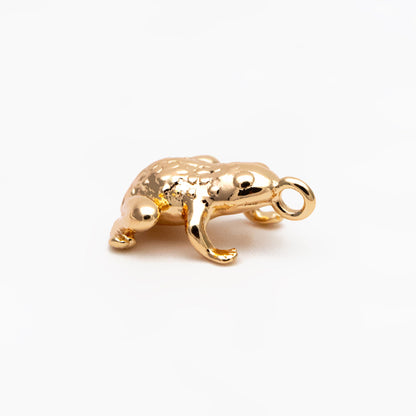 10pcs Gold/ Silver 3D Frog Charm, 18K Gold/ Rhodium Plated Brass, Toad Charms (GB-4358)