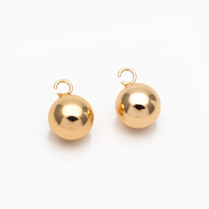 10pcs Gold/ Silver Sphere Charms 8mm, Real Gold/ Rhodium plated Brass, Round Ball Pendants (GB-4360)