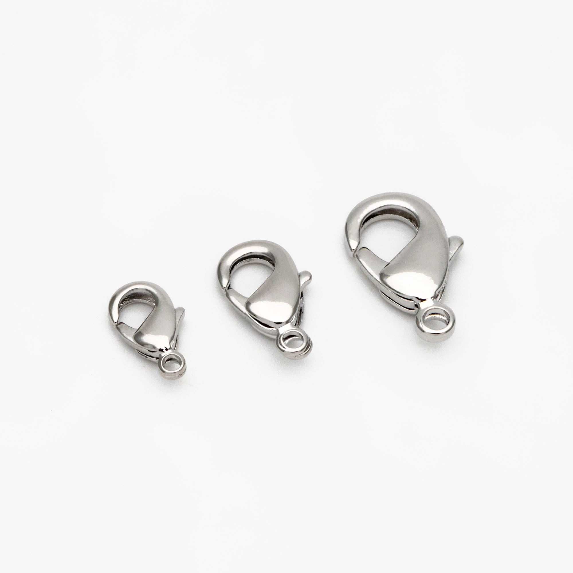 20pcs Gold/ Silver/ Rose Gold Lobster Claw Clasps, 10/ 12/ 15/ 19mm Multi Sizes, Real Gold plated Brass, Necklace Bracelet Clasps (GB-027)