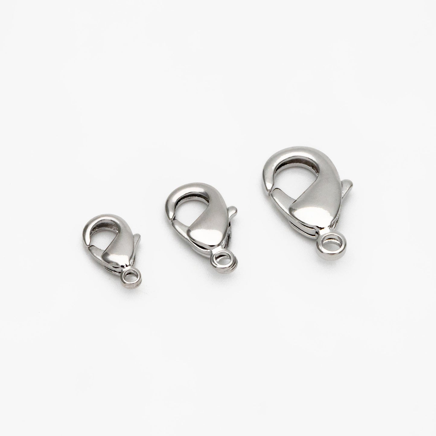 20pcs Gold/ Silver/ Rose Gold Lobster Claw Clasps, 10/ 12/ 15/ 19mm Multi Sizes, Real Gold plated Brass, Necklace Bracelet Clasps (GB-027)