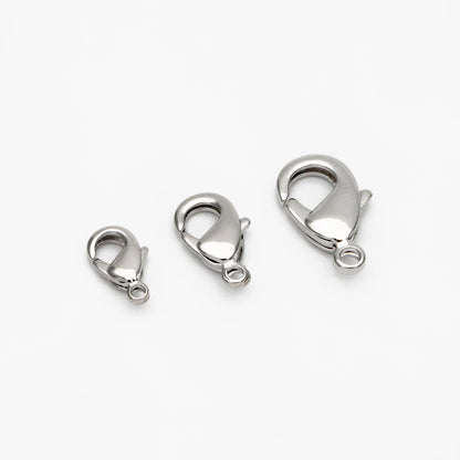 20pcs Gold/ Silver/ Rose Gold Lobster Claw Clasps, 10/ 12/ 15/ 19mm Multi Sizes, Real Gold plated Brass, Necklace Bracelet Clasps (GB-027)