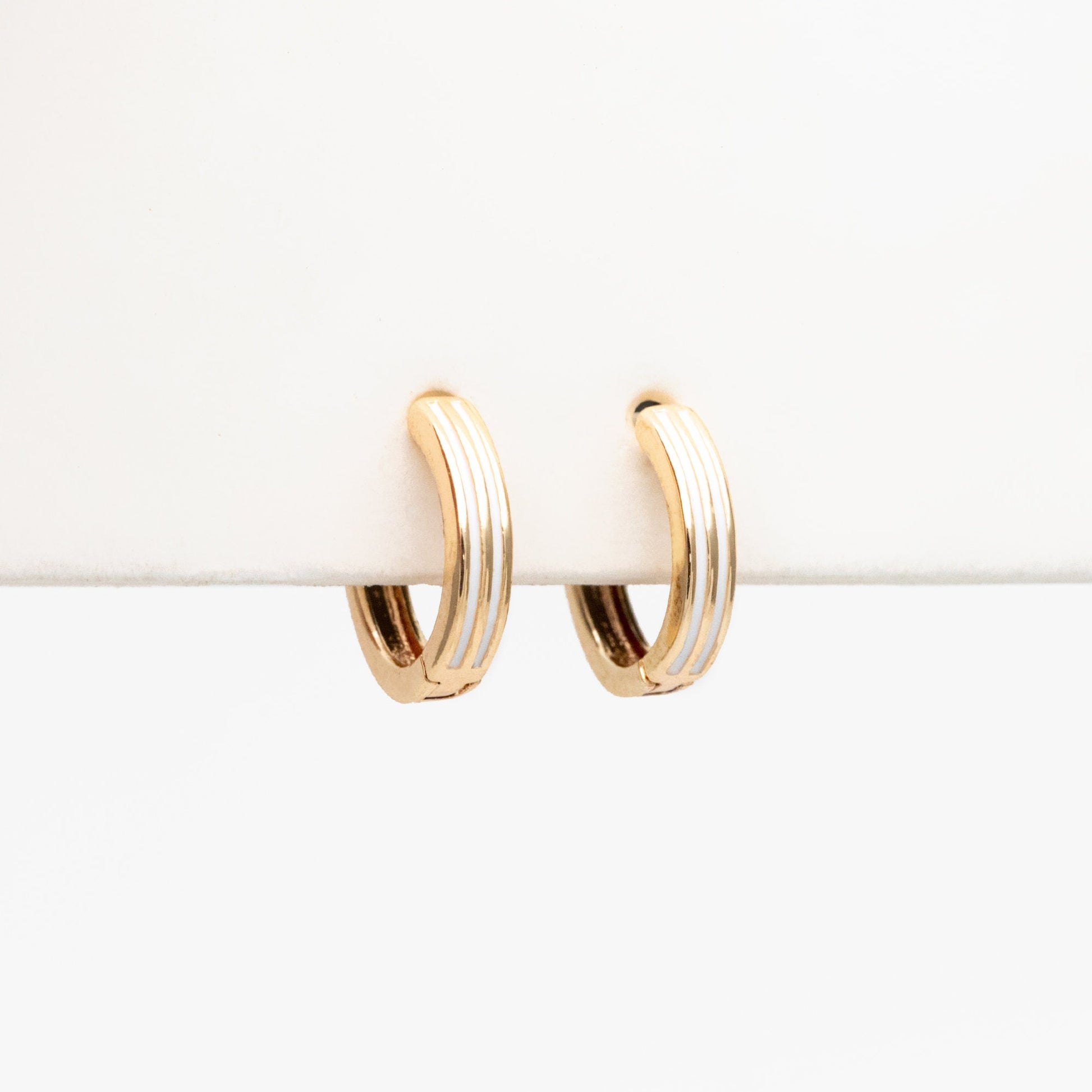 4pcs Gold Enamel Circle Hoop Earrings, 18K Gold plated Brass, Minimalist Huggie Earrings (GB-3717-B)