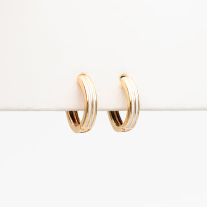 4pcs Gold Enamel Circle Hoop Earrings, 18K Gold plated Brass, Minimalist Huggie Earrings (GB-3717-B)