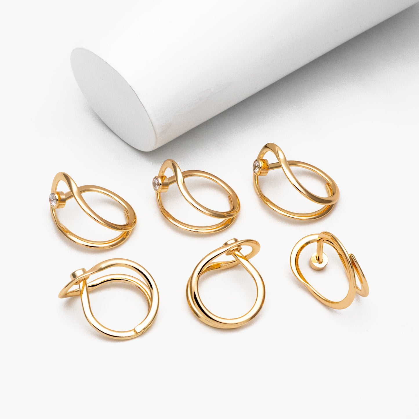 4pcs CZ Pave Gold/ Silver Double Band Ring, Everyday Ring, Fashion Rings, Adjustable Ring, Dainty Ring (#GB-4372)