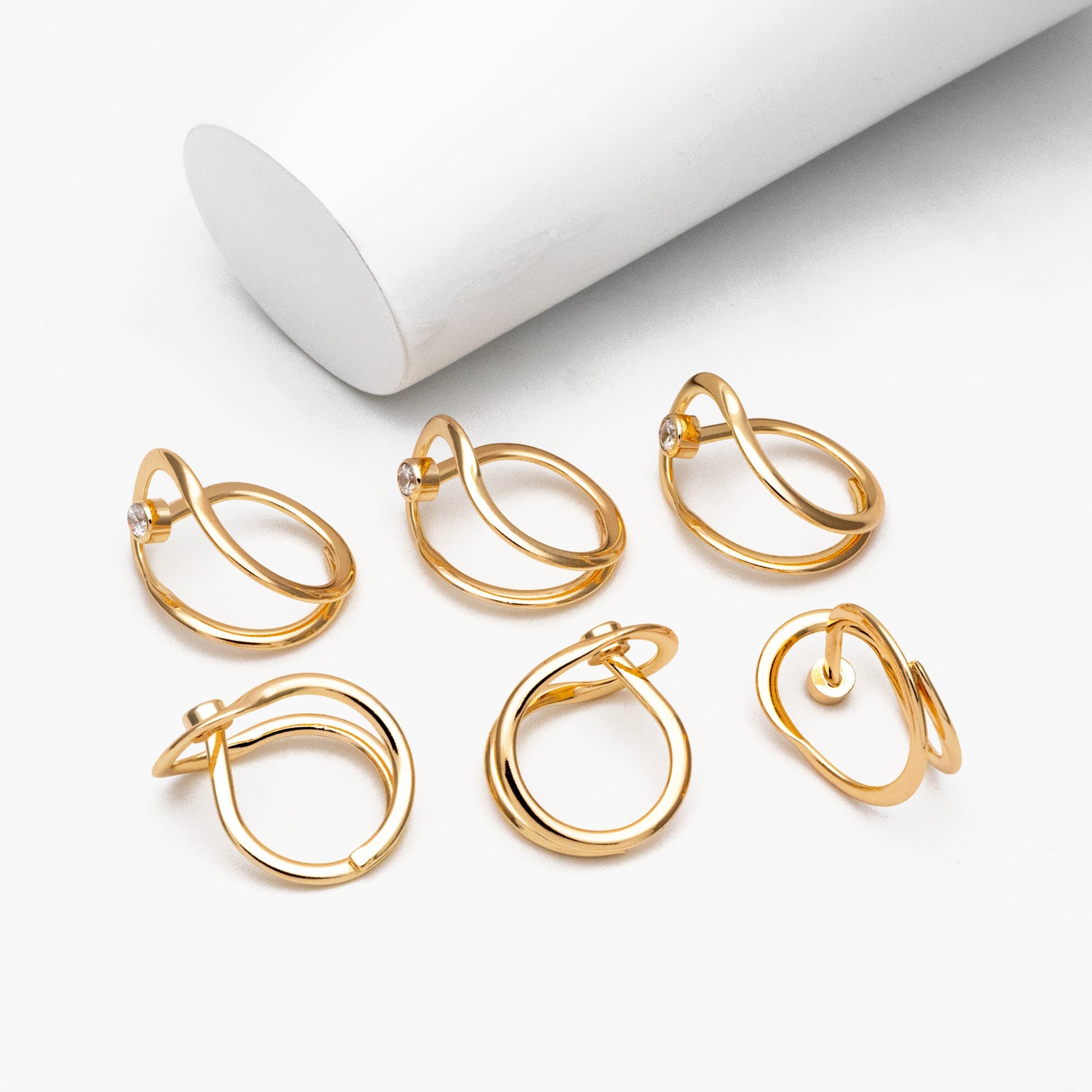 4pcs CZ Pave Gold/ Silver Double Band Ring, Everyday Ring, Fashion Rings, Adjustable Ring, Dainty Ring (#JZ-058)