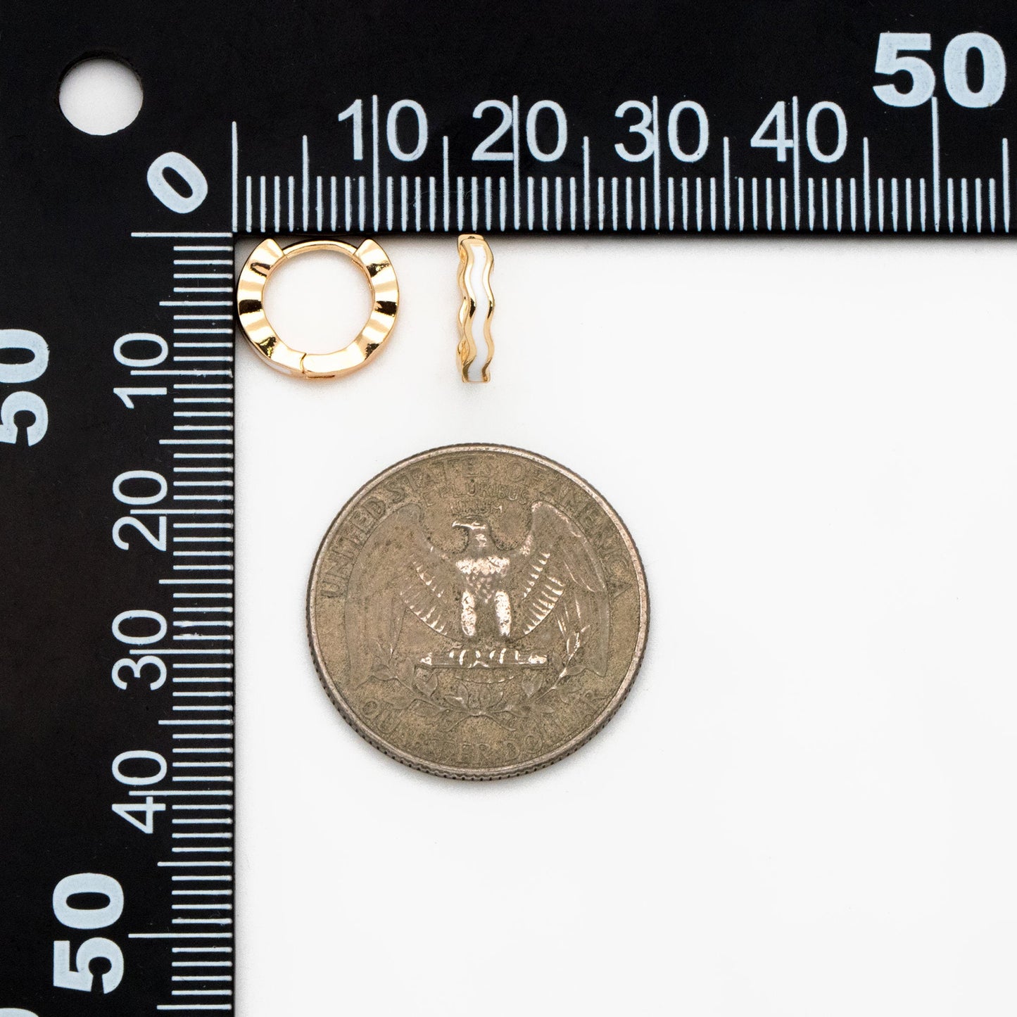 4pcs Gold Enamel Wave Hoop Earrings, 18K Gold plated Brass, Minimalist Huggie Earrings (GB-3717-A)