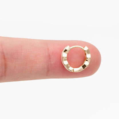 4pcs Gold Enamel Wave Hoop Earrings, 18K Gold plated Brass, Minimalist Huggie Earrings (GB-3717-A)