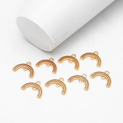 10pcs Gold Rainbow Charm Connectors, 18K Gold plated Brass, Arch Earring Charms (GB-4376)