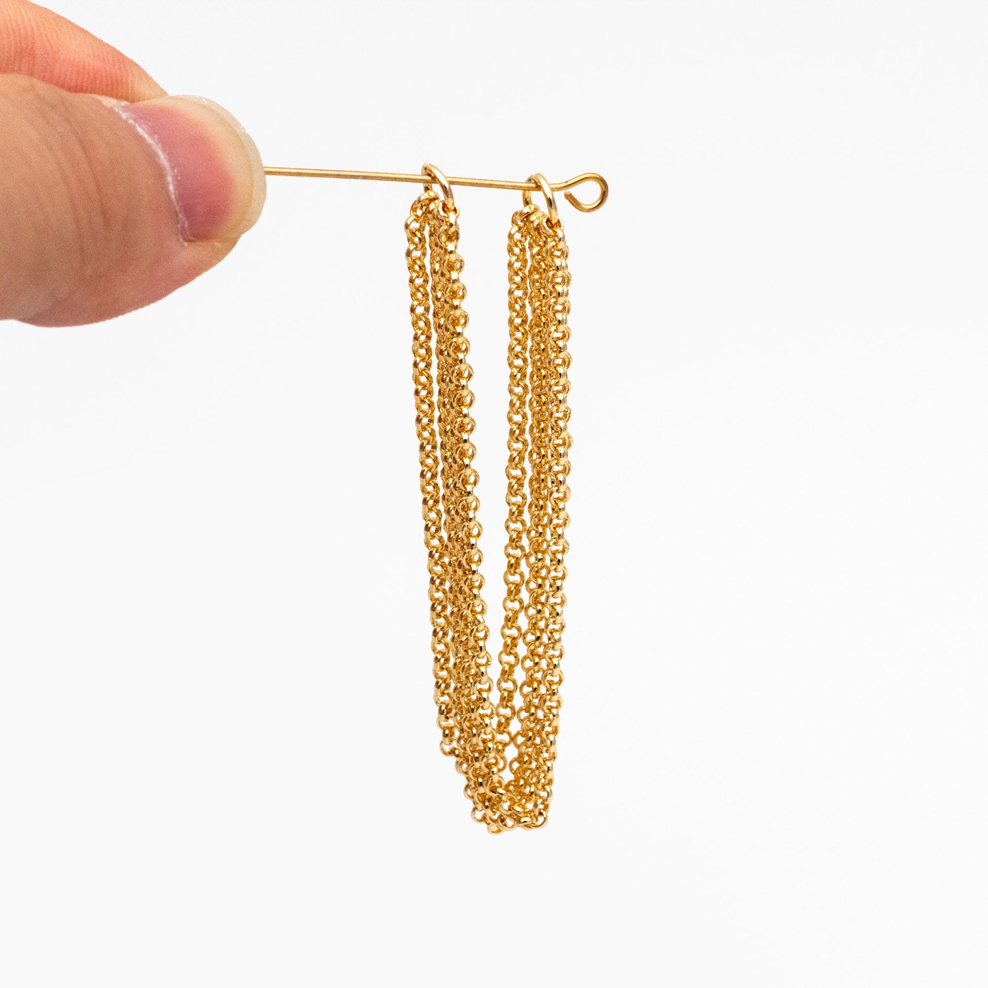 4pcs Dangle Gold Chain Connector, Gold plated Brass, Necklace Bracelet Components (GB-4378)