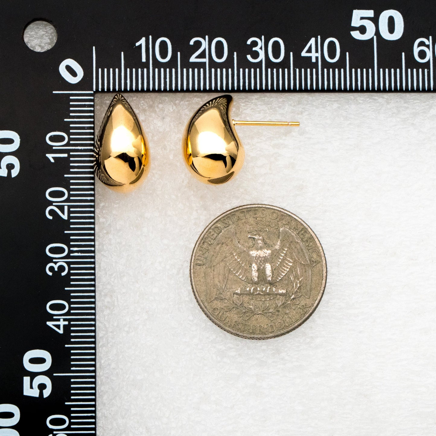 4pcs Chunky Teardrop Earrings, 18K Gold/ Rhodium Plated Brass, Water Drop Stud Earrings (GB-4381)