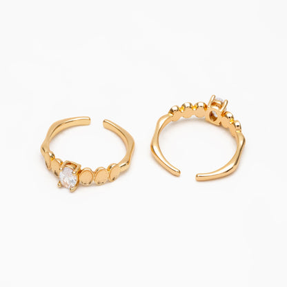 4pcs Oval CZ Pave Gold Finger Ring, Modern Style Ring, Fashion Rings, Dainty Rings, Adjustable Ring (#GB-4419)