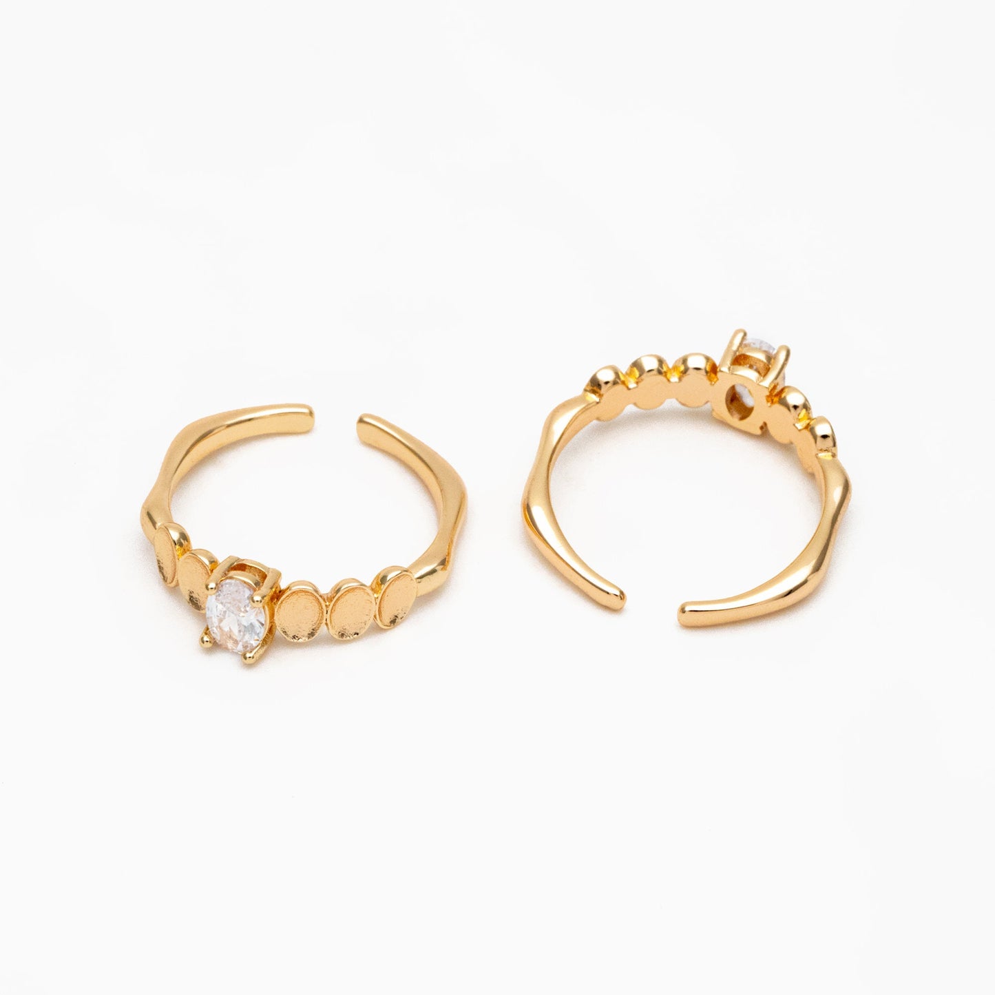 4pcs Oval CZ Pave Gold Finger Ring, Modern Style Ring, Fashion Rings, Dainty Rings, Adjustable Ring (#JZ-015-E)